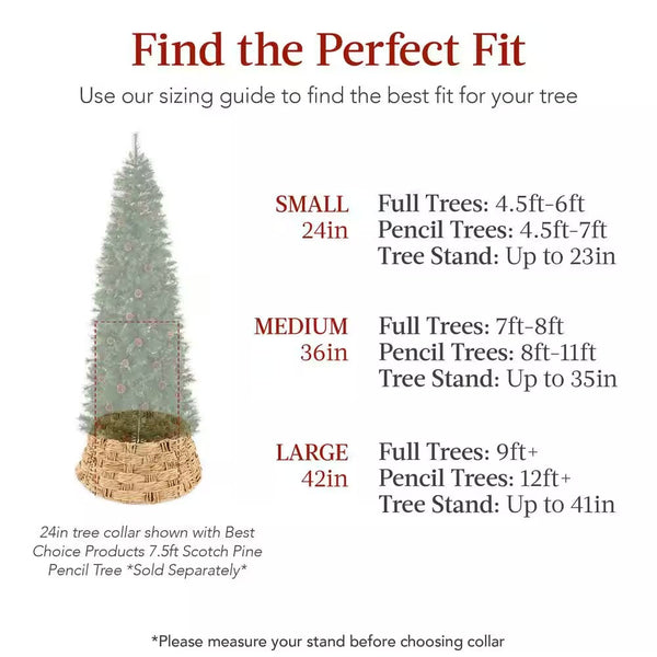 36 in. Basket Woven Hyacinth Christmas Cellulose Tree Collar, Skirt Accessory with Cord Cut-Out in Natural-G1-1592 -E2-1649