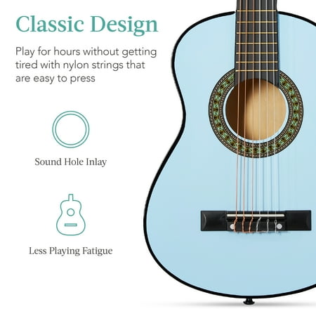 Best Choice Products 30in Kids Acoustic Guitar Beginner Starter Kit with Tuner, Strap, Case, Strings - Light Blue - K7 - 1561