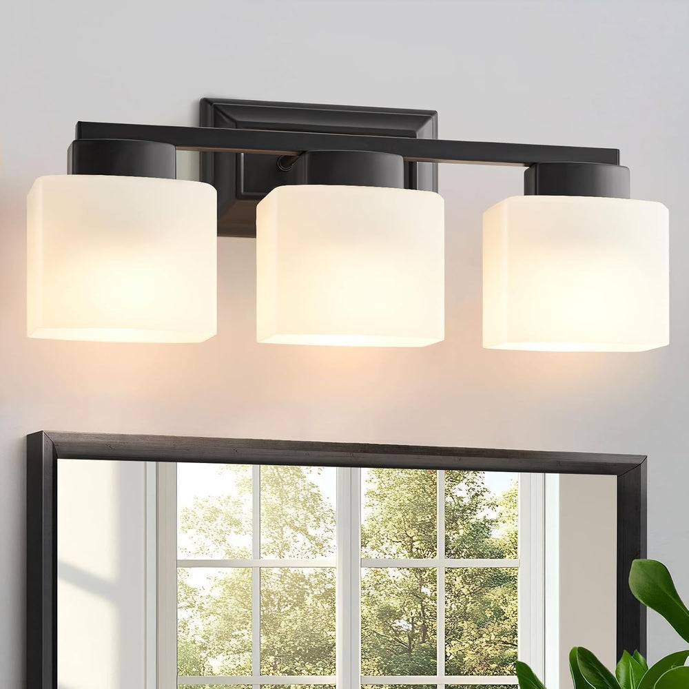 3-Light Black Bathroom Vanity Fixture — F12