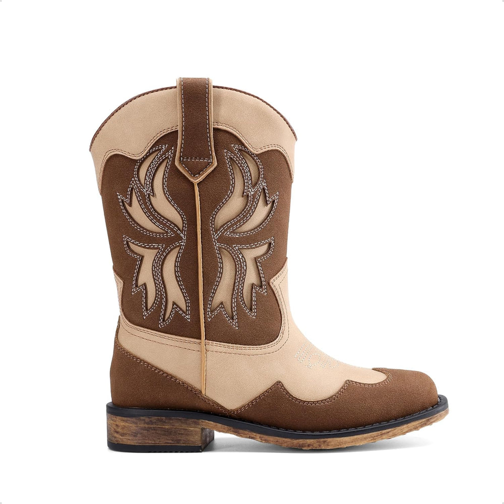 DREAM PAIRS Toddler Cowboy Boots Cowgirl Boots for Girls Square Toe Mid Calf Boys Western Fashion Riding Shoes for Toddler/Little Kid/Big Kid US size 1