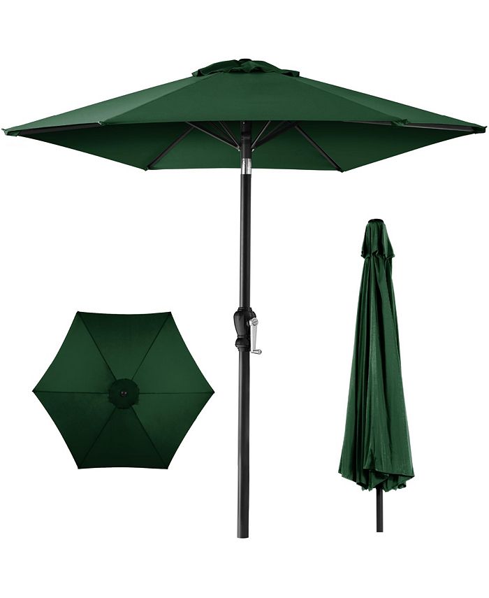 10ft Outdoor Steel Market Patio Umbrella w/ Crank, Tilt Push Button, 6 Ribs - Green - No Size 226