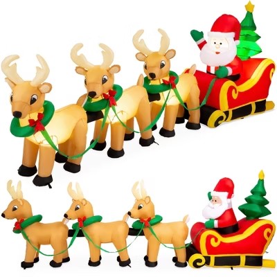 Best Choice Products 9ft x 3ft Lighted Inflatable Christmas Santa Claus & Reindeer Indoor Outdoor w/ Electric Fan Blower - K4 - 404
