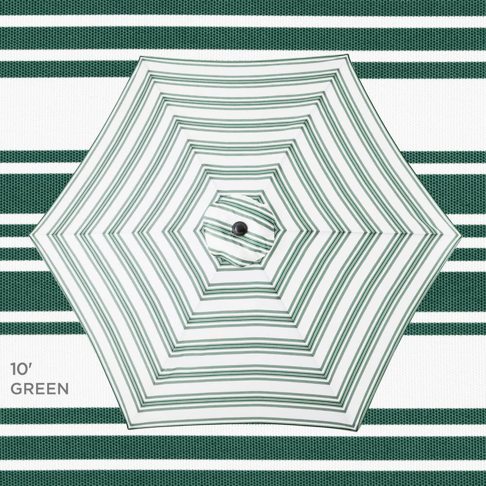 10 ft. Steel Market Tilt and Crank Patio Umbrella in Green Stripe -L1-0334