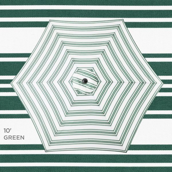 10 ft. Steel Market Tilt and Crank Patio Umbrella in Green Stripe -L1-0334