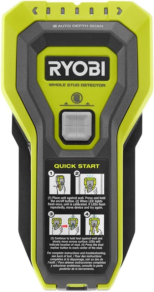 RYOBI Stud Finder with Multiple LED's to Indicate The Full Width of The Stud. One-Handed Operation, ESF5002 - 953