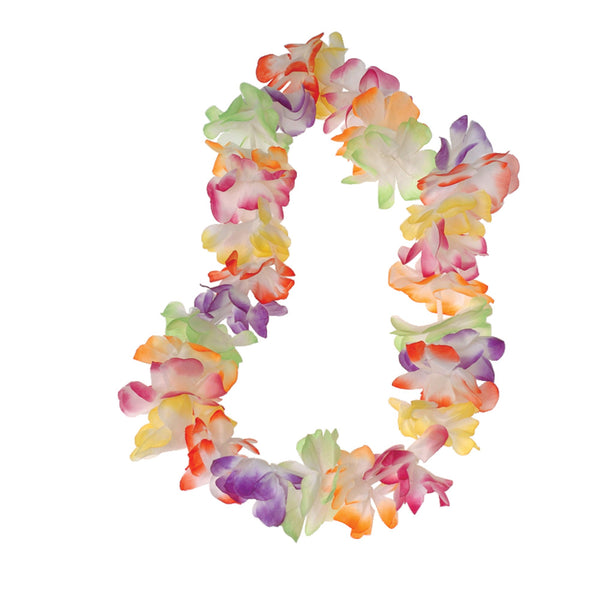 12 Pack Medium Petal Bright Color Luau Party Hawaiian 38 Fabric Leis Rainbow -J6-0478