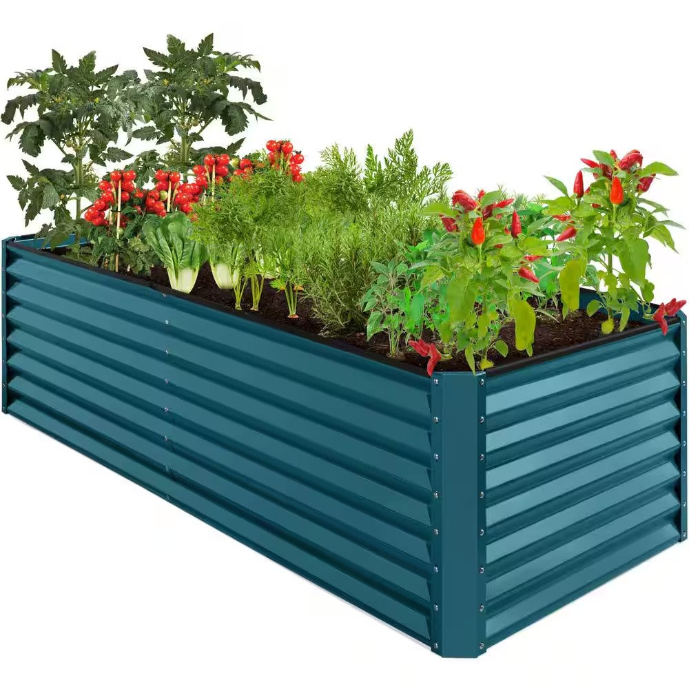 8 ft. x 4 ft. x 2 ft. Peacock Blue Outdoor Steel Raised Garden Bed, Planter Box for Vegetables, Flowers, Herbs M122