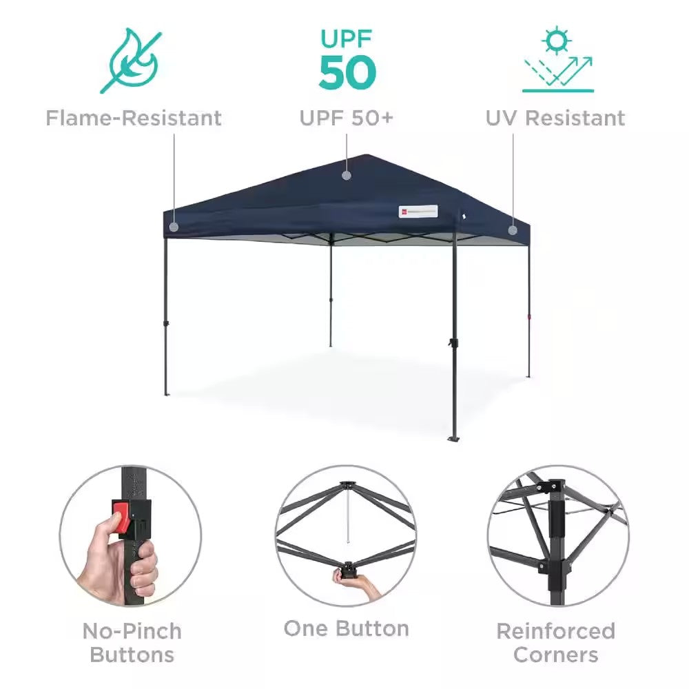 10 ft. x 10 ft. Blue Easy Setup Pop Up Canopy Instant Portable Tent w/1-Button Push and Carry Case -L5-0380