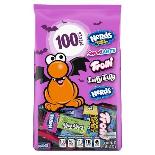 SweeTARTS, Trolli Sour Brite Crawlers Minis, Laffy Taffy, and Nerds Frankenstein Favorite Mixed Bag, 110 Ct, 43.89 Oz (Qty: 2) - B31