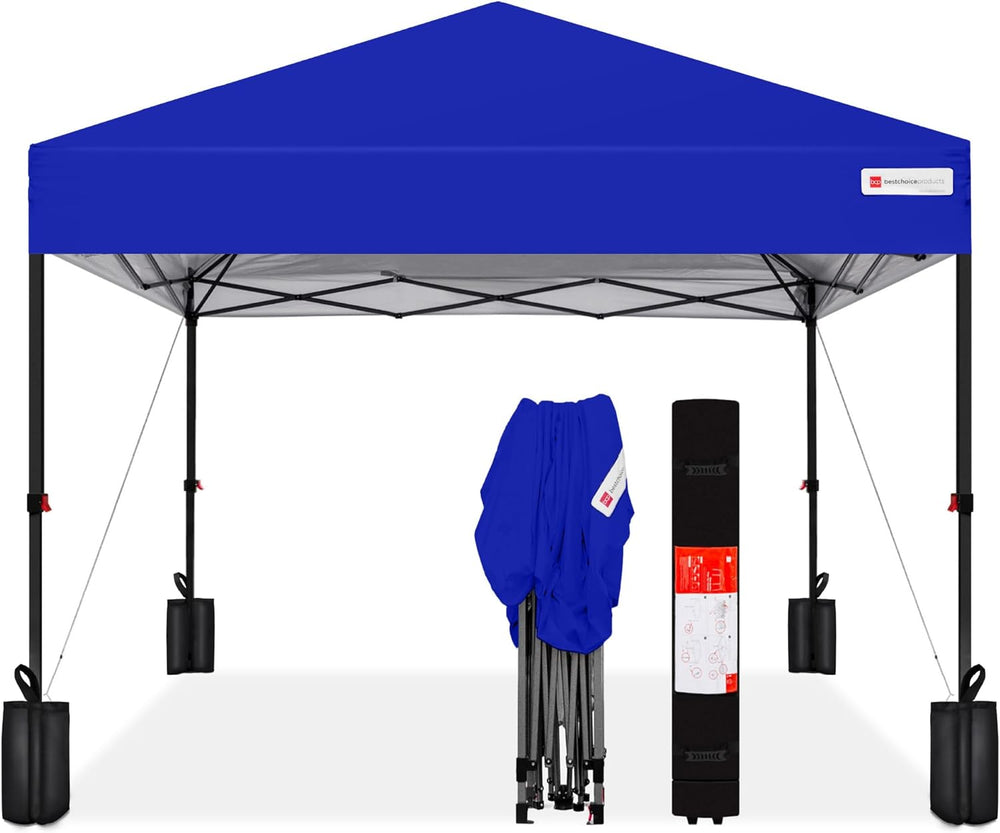 Ripped Carrying Bag - Best Choice Products 10x10ft Pop Up Canopy Tent, Outdoor Shade, 1 Person 1 Minute Set Up, Carry Case, 4 Weight Bags - Resort Blue - G7 - 111