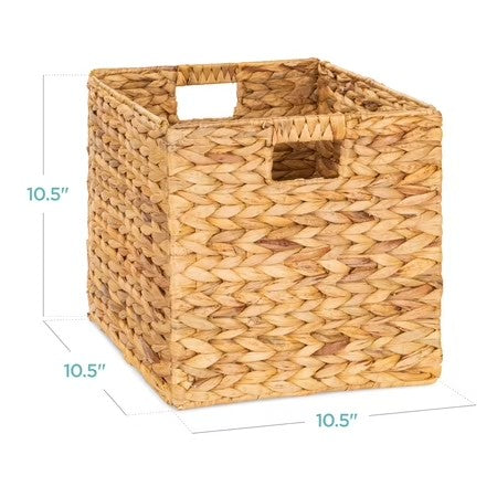 Best Choice Products 10.5x10.5in Hyacinth Storage Baskets, Set of 5 Multipurpose Collapsible Organizers - Natural - K1 - 359