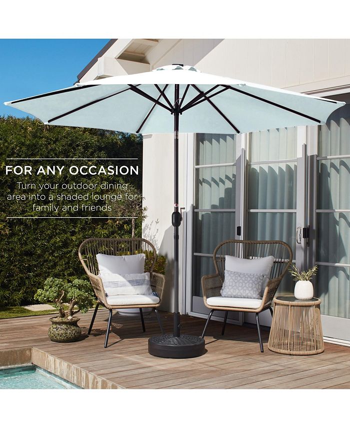 Best Choice Products 10ft Outdoor Steel Market Patio Umbrella w/ Crank, Tilt Push Button, 6 Ribs - Blue - No Size -F4-1981