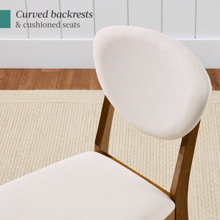 Best Choice Products 2-Piece Mid-Century Modern Wood & Upholstered Dining Chair Set - Walnut/Cream - A5 - 1431