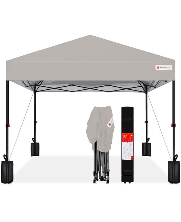 10x10ft Easy Setup Pop Up Canopy w/ 1-Button Setup, Wheeled Case, 4 Weight Bags - Gray - NO SIZE - 276