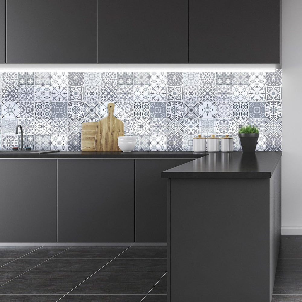 Azulejos Self-Adhesive Tile Stickers for Bathroom and Kitchen Cement Tiles 15 x 15 cm 24 Adhesive Backdrops - K9 - 500