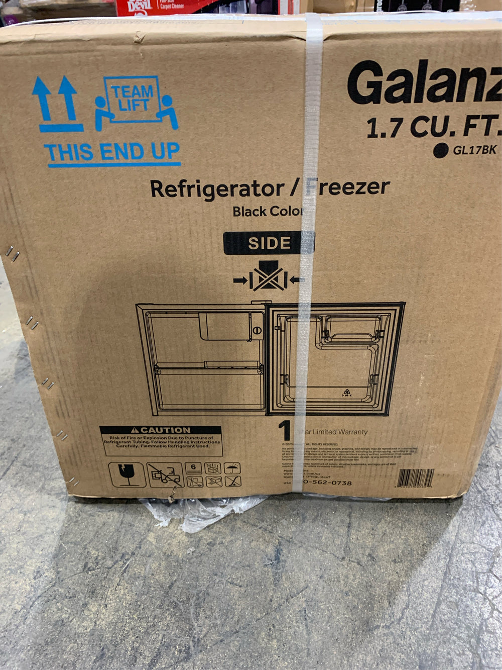 Galanz 1.7 Cu ft Single Door Mini Fridge GL17BK, Black, New -M3-0574