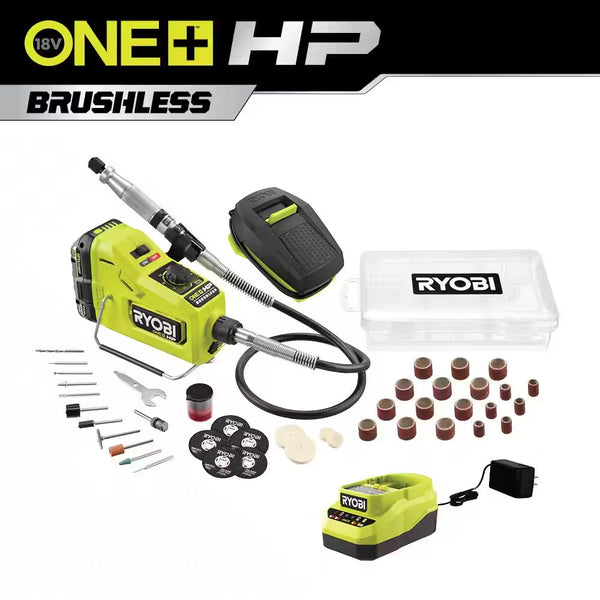 ONE+ HP 18V Brushless Cordless Rotary Tool Kit with 2.0 Ah HIGH PERFORMANCE Battery and Charger 881