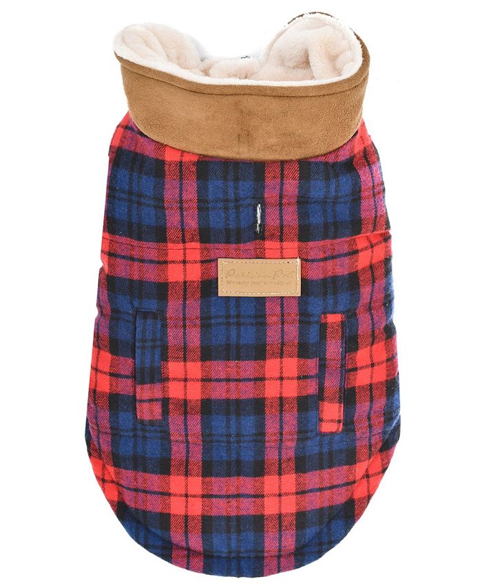 Parisian Pet Scottish Jacket Red Plaid - Red - L -E10-0197