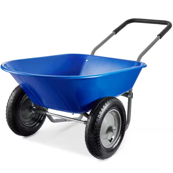 5 cu. ft. Blue Plastic Wheelbarrow with Padded Handles - H6 - 94