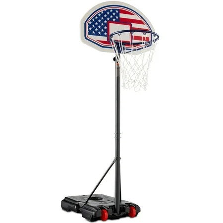 Kids Height-Adjustable Basketball Hoop, Portable Backboard System w/ 2 Wheels - American Flag - K59