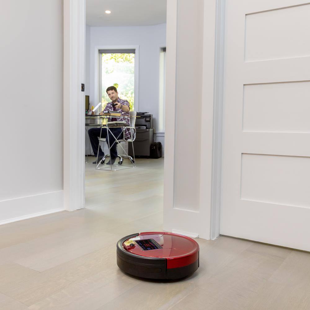 PetHair Robotic Vacuum Cleaner and Mop with Auto Recharging Station, Large dustbin, Stair & Obstacle Detection in Rouge - C7 - 390