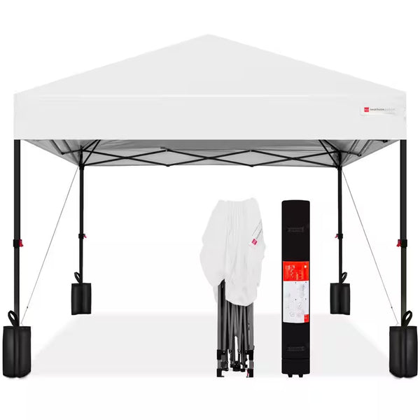 12 ft. x 12 ft. White Easy Setup Pop Up Canopy Instant Portable Tent with 1-Button Push and Carry Case - 275
