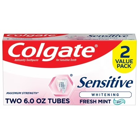 Colgate Sensitive Whitening Toothpaste Gel, Fresh Mint, 6 oz, 2 Pack - C4 - 1358