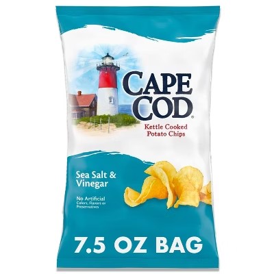 Cape Cod Potato Chips Sea Salt and Vinegar Kettle Chips - 7.5oz - QTY 2 - B52
