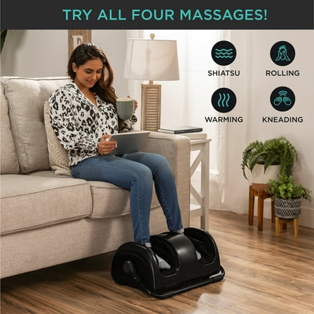 Best Choice Products Foot Massager Machine, Therapeutic Reflexology Massager w/ High-Intensity Rollers - Satin Black - A11 - 1488