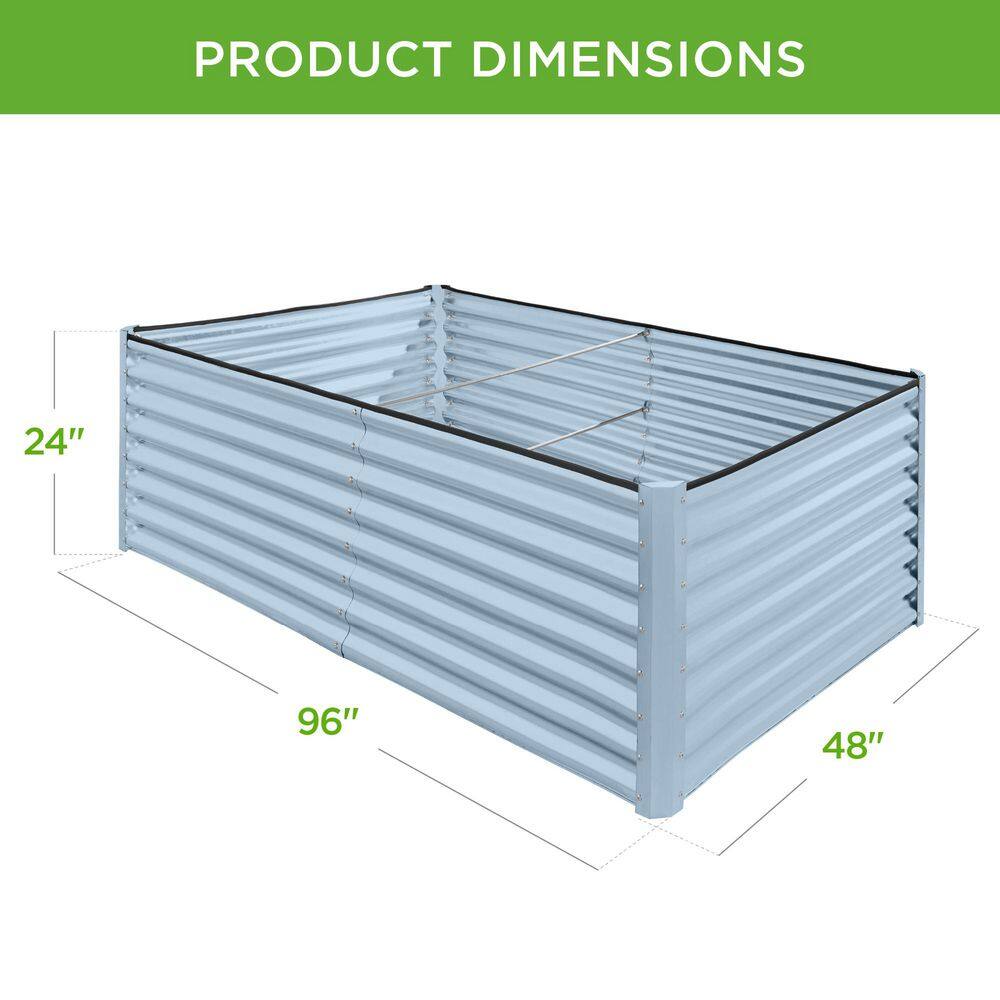 8 ft. x 4 ft. x 2 ft. Mist Blue Outdoor Steel Raised Garden Bed, Planter Box for Vegetables, Flowers, Herbs - D3 - 1420