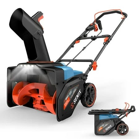 SENIX 18" Snow Blower, 8" Depth, 500lbs/min, 33FT Throw, LED Light, Foldable Handle 1512