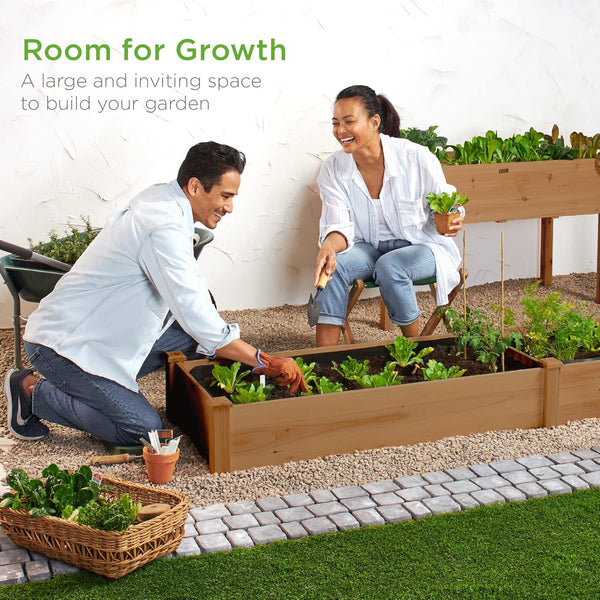 Best Choice Products 8x2ft Outdoor Wooden Raised Garden Bed Planter for Vegetables, Grass, Lawn, Yard - Acorn Brown 1429