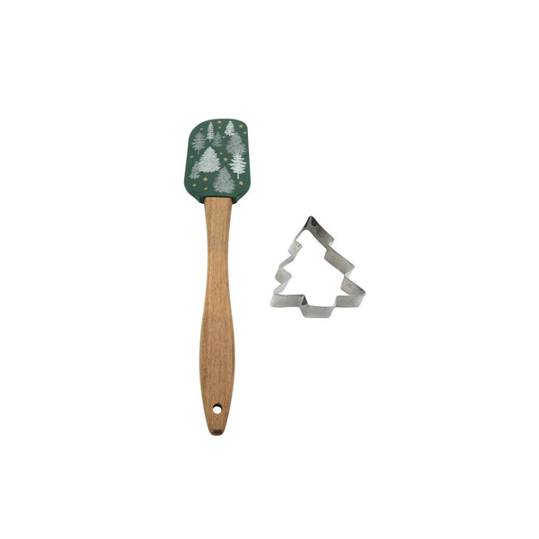 St. Nicholas Square  Woodland Spatula & Cookie Cutter Set, Green -B9-1230 -B9-1231