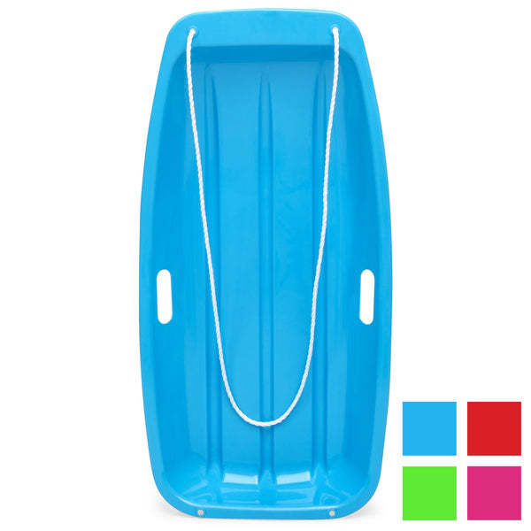 35in Kids Outdoor Plastic Sport Toboggan Winter Snow Sled Board W/ Pull Rope 2 Handles - Ice Blue 278