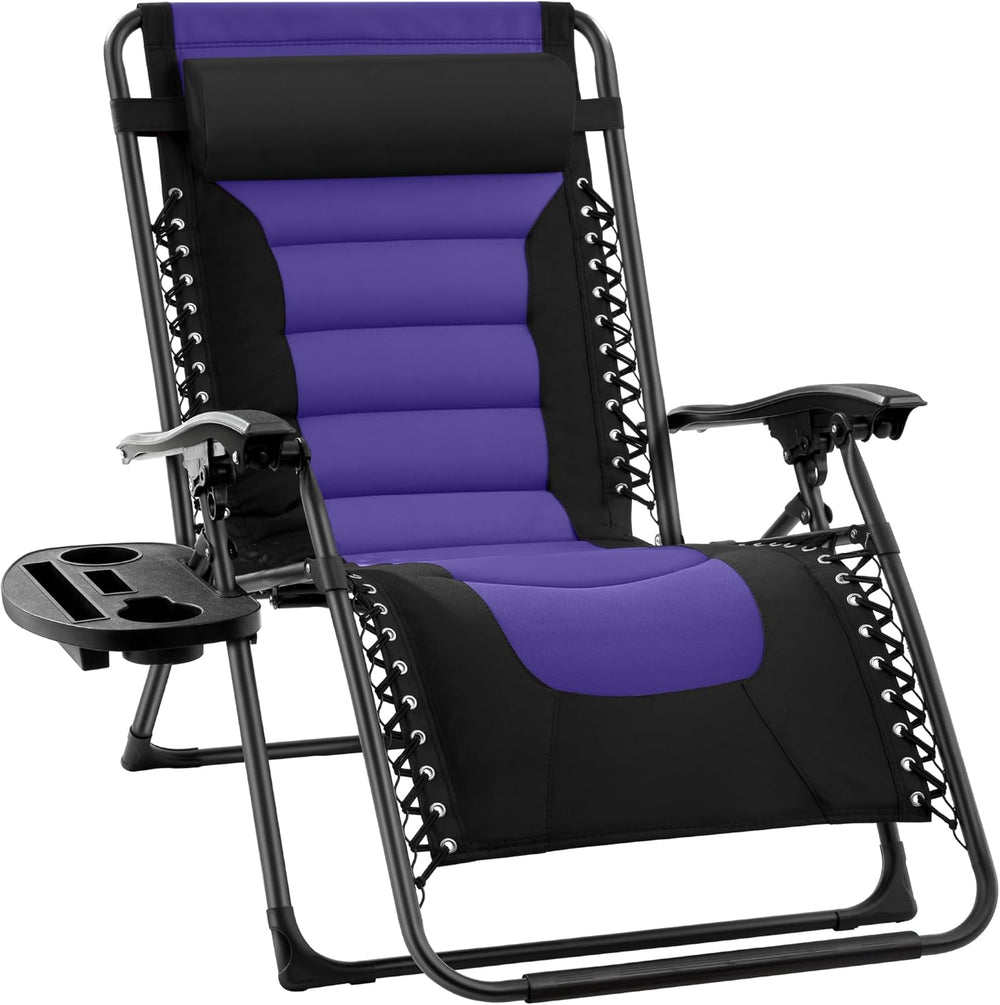 Oversized Padded Zero Gravity Patio Recliner — Black/Purple — H99