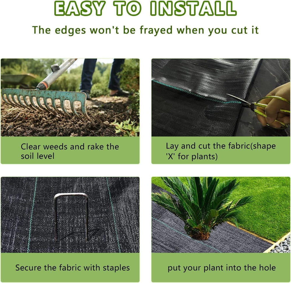 3ftx50ft Weed Barrier Landscape Fabric Heavy Duty Weed Block Gardening Ground Cover Mat, Weed Control Garden Cloth  Woven Geotextile Fabric for Underlayment Commercial Driveway Fabric 1356