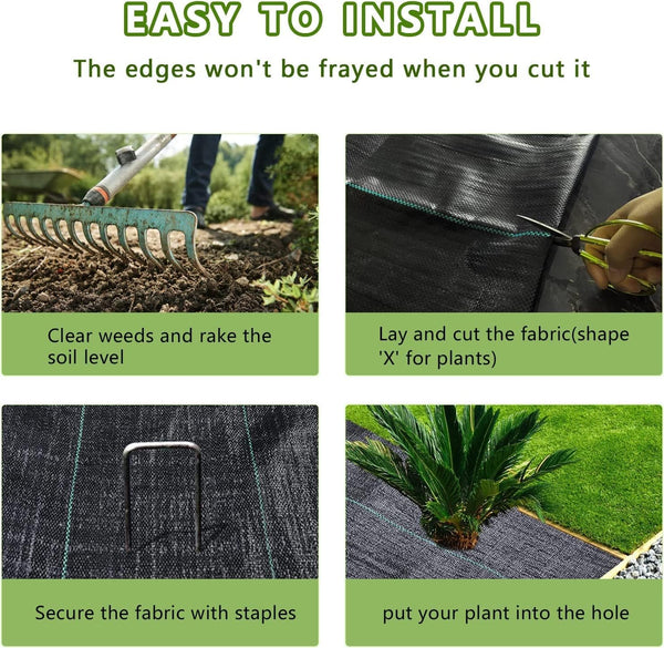 3ftx50ft Weed Barrier Landscape Fabric Heavy Duty Weed Block Gardening Ground Cover Mat, Weed Control Garden Cloth  Woven Geotextile Fabric for Underlayment Commercial Driveway Fabric 1356