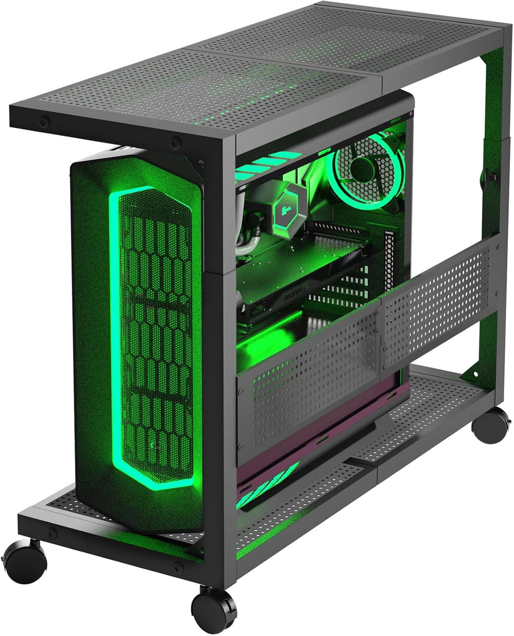 Moricher Adjustable 2‑Tier PC Tower Stand w/ Wheels — G30