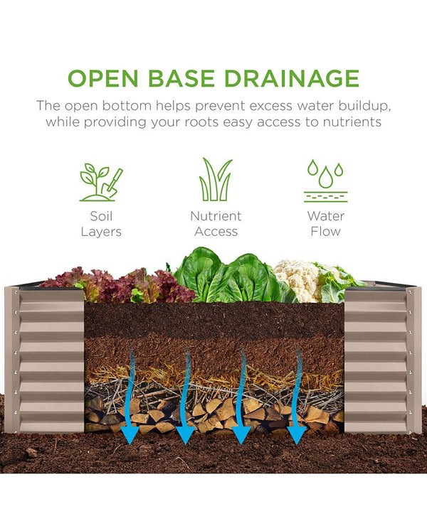 Best Choice Products 4x2x2ft Outdoor Metal Raised Garden Bed, Planter Box for Vegetables, Flowers - Tan/Beige - No Size -D7-0411