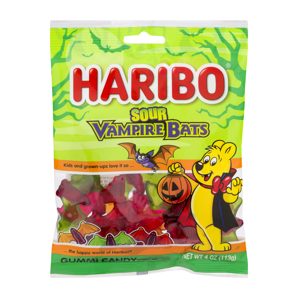 HARIBO Halloween Sour Vampire Bats Gummy Candy - 4oz (Qty: 8) X44