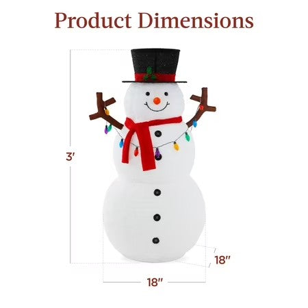 Best Choice Products 3ft Lighted Pop-Up Snowman, Outdoor Christmas Holiday Decoration w/ 100 LED Lights, Hat , Scarf - E3 - 978
