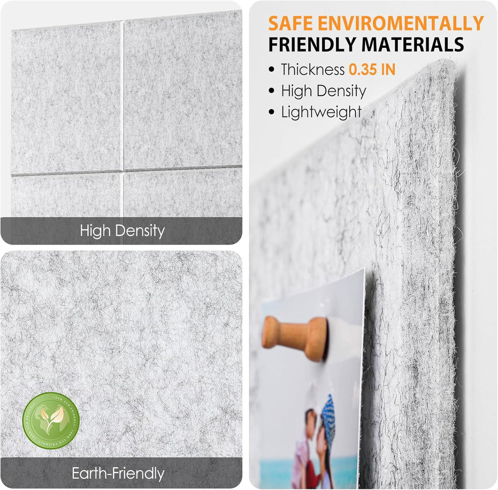 MaxGear Large Cork Board for Wall 36" x 24", Light Gray Bulletin Board, 6 Pack Felt Wall Tiles with Pushpins, Cork Boards for Office Pin Board Tack Board Cork Boards 1364