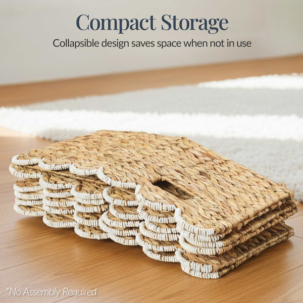 Best Choice Products Scalloped 13 x 13in Hyacinth Storage Basket Set of 5 - Natural with White Trim - G1 - 1588