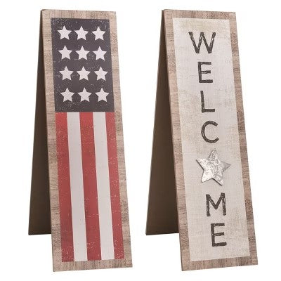 Transpac Wood 31.5" Multicolor Spring Reversible Welcome or Flag Porch Decor - B1 - 1311