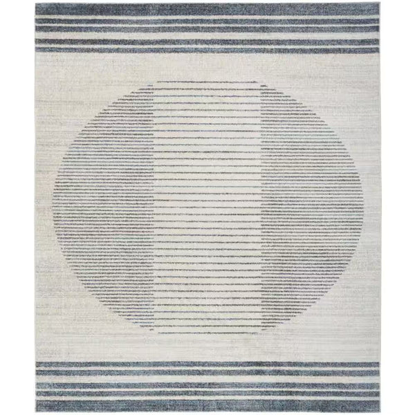 Astra Machine Washable Ivory Blue 8 ft. x 10 ft. Linear Contemporary Area Rug - E2 - 225