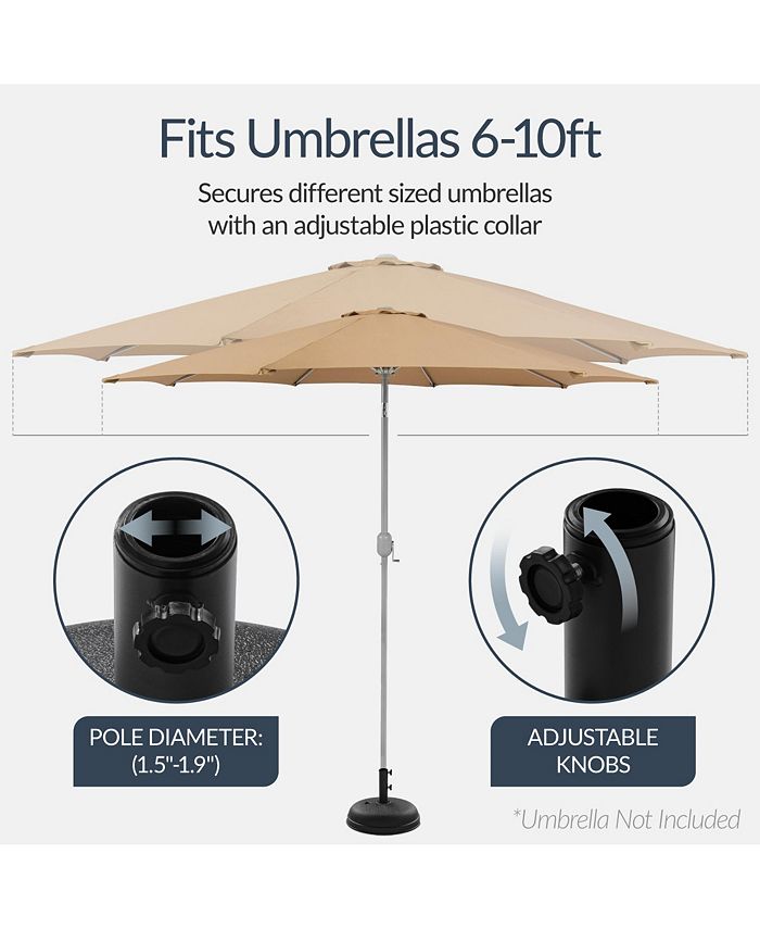 Best Choice Products Fillable Plastic Patio Umbrella Base Stand, Pole Holder w/ Adjustment Knob, Round Dome - Black -E5-1971
