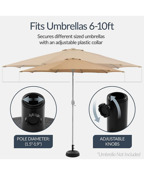 Best Choice Products Fillable Plastic Patio Umbrella Base Stand, Pole Holder w/ Adjustment Knob, Round Dome - Black -E5-1971