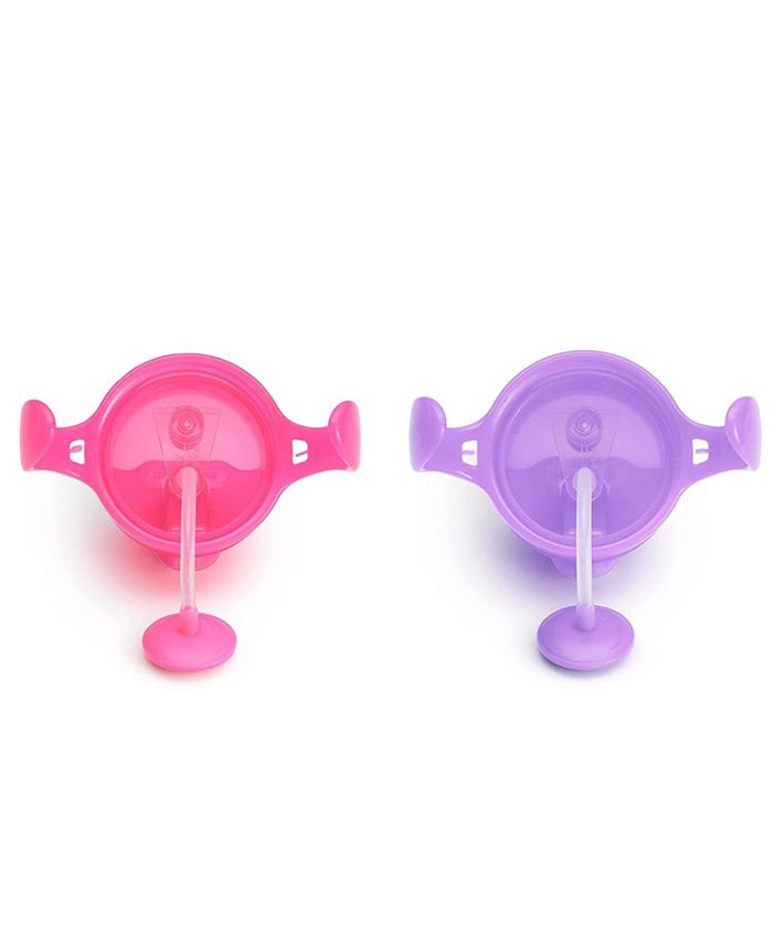 Munchkin Toddler Click Lock Weighted Straw Cup, 7 oz, Pink/Purple, Pack of 2 - Multi - C11 - 488
