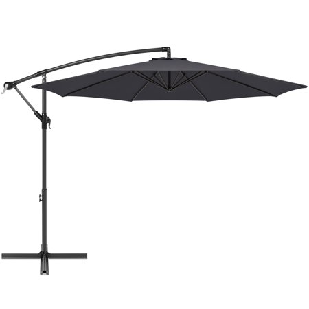 10ft Offset Hanging Outdoor Market Patio Umbrella W/ Easy Tilt Adjustment - Gray 711
