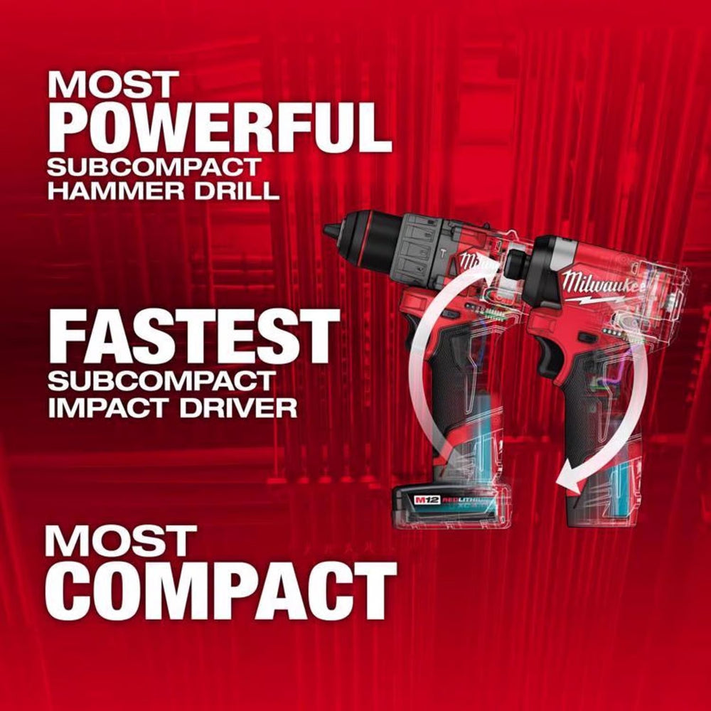 Milwaukee M12 FUEL Cordless Brushless 2 Tool Combo Kit 1736